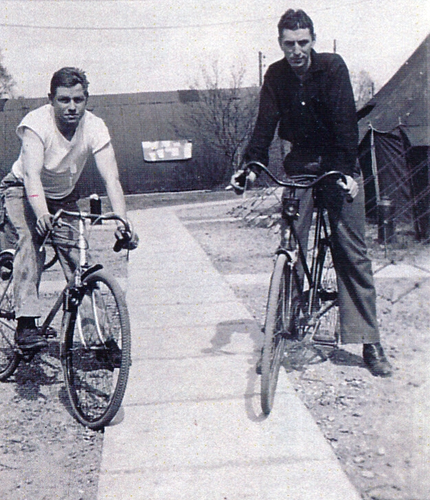 1944-03-23 thru 07-26 English bikes outside living quarters, Boreham England.jpg