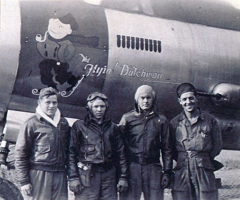 1944-08 Original crew still together, with the Flyin' Dutchman #2, Bayeau, Cherbourg.jpg