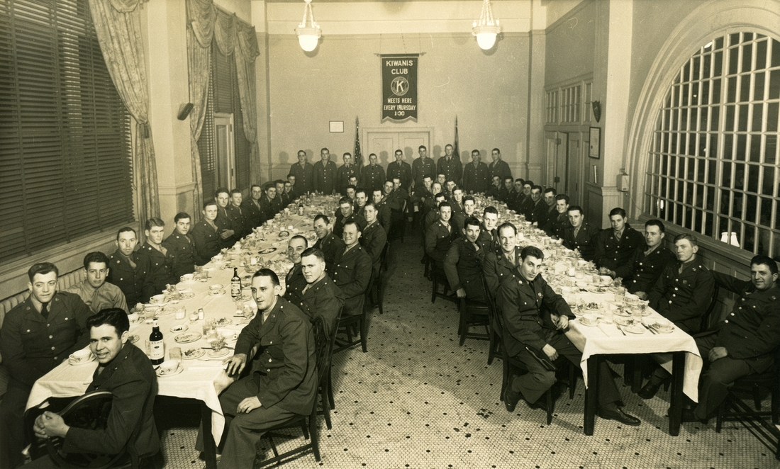 1943-03 1 Harry (standing, 2nd from left), End of Basic, Farewell, Spartanburg, SC.jpg
