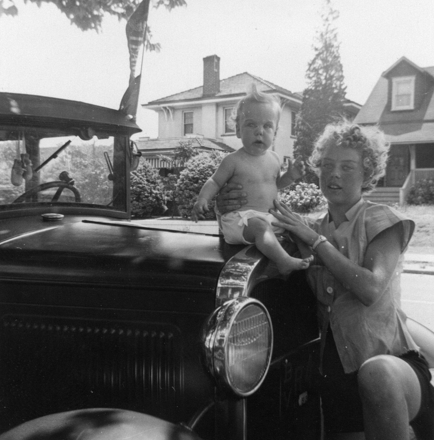 1953-07~ Christy (on Don Allen's car) & Carol.jpg