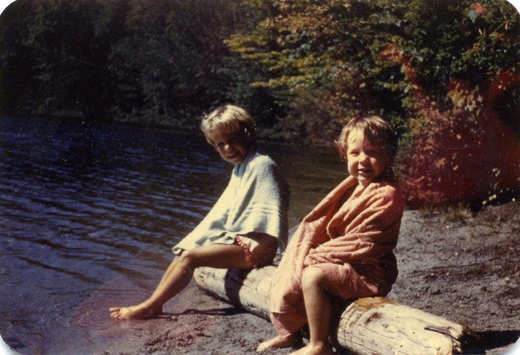 1958 Christy & Karen; Aunt Doris & Ed, Watson Pond ME.jpg