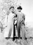 1950~ Katie Johnson & brother Fred Fowler at Lyman's Apple Orchard, Middlefield CT.jpg