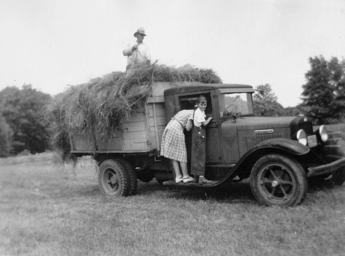 1937~ Ester Houck on Hay truck.jpg