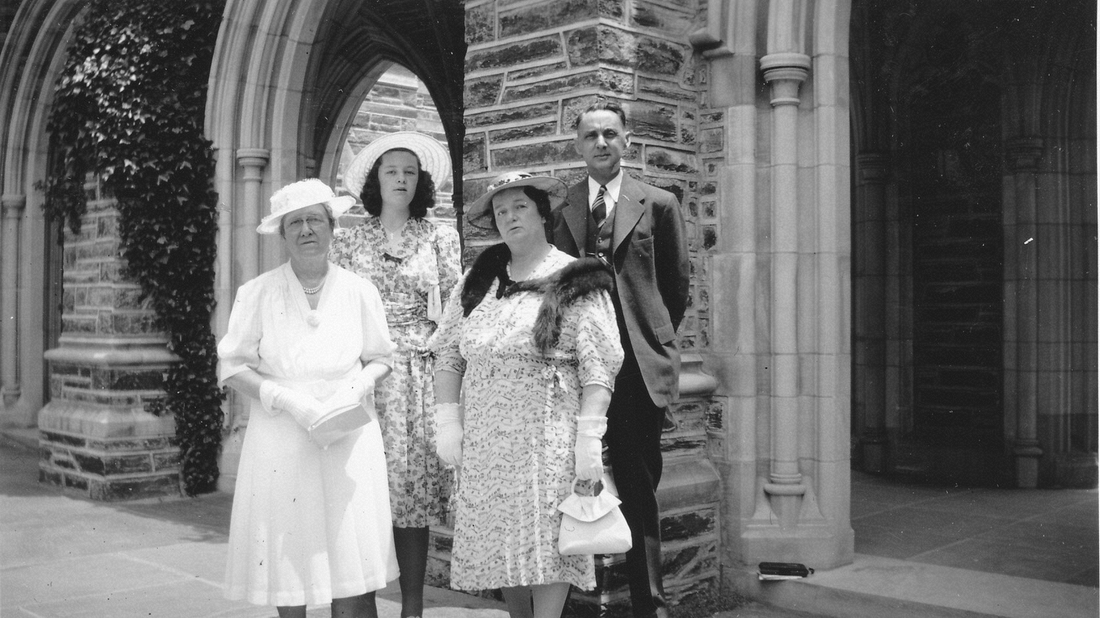 1940-06-03 Katie Johnson; Lorraine, Leila & Arthur Rowley; Duke University.jpg