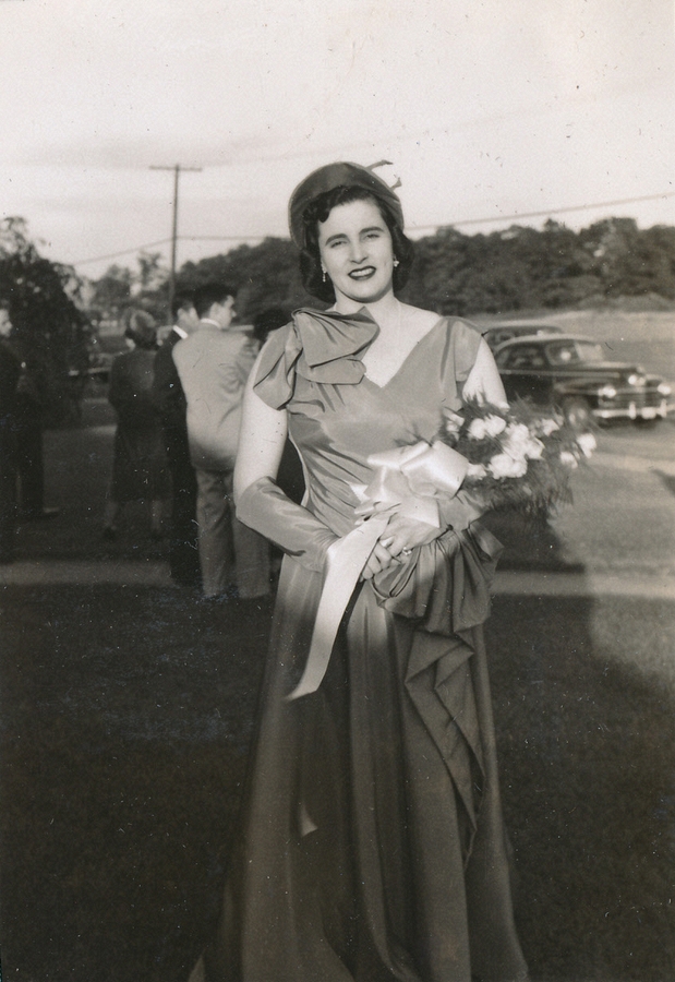 1950-10-14 3 Mary (Razee) Wilkins, bridesmaid, Wedding of Jeannette & Charlie Razee, Westville, New Haven CT.jpg
