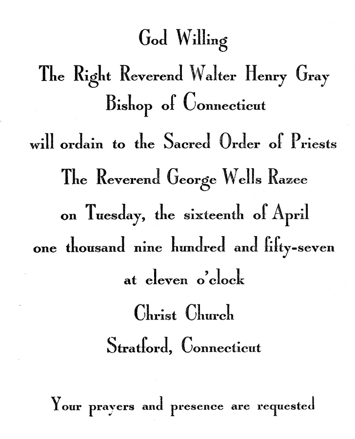 1957-04-16 0 Ordination of The Reverend George Wells Razee.jpg