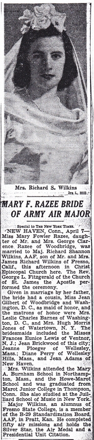 1945-04-07 13 Mary Fowler Razee & Richard Shannon Wilkins.jpg
