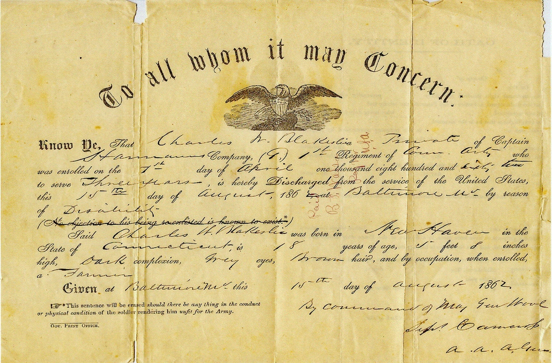 1862-08-15 Charles W Blakeslee Jr, Civil War Discharge.jpg