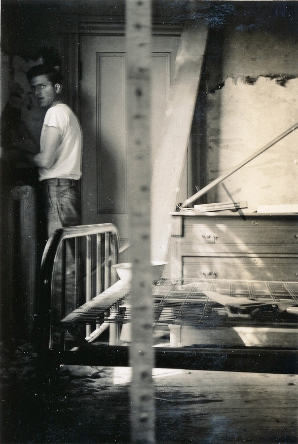 1947-07 4 Bedroom looking through hole made for archway.jpg