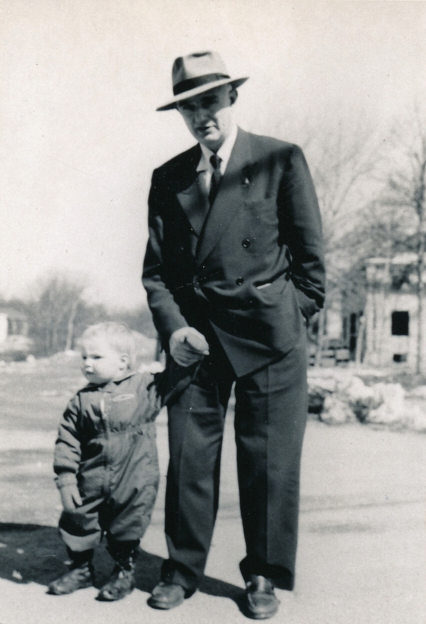 1950-03-19 3 Pete Jr & Hilliard Matthews, corner of Highgate (right), Hillcrest Av (background & behind camera).jpg