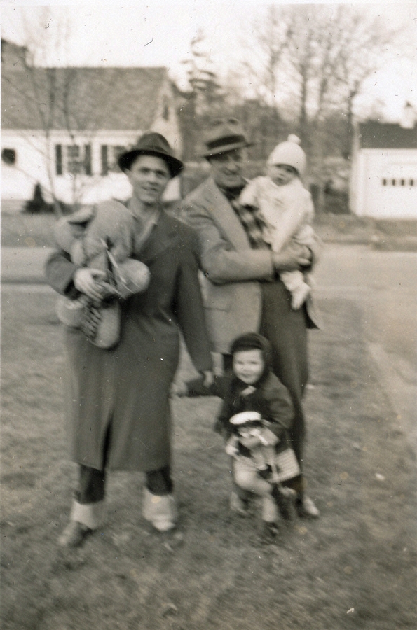 1950-12-25 Pete Sr with animal, Ped with Dan, Pete Jr with animal.jpg