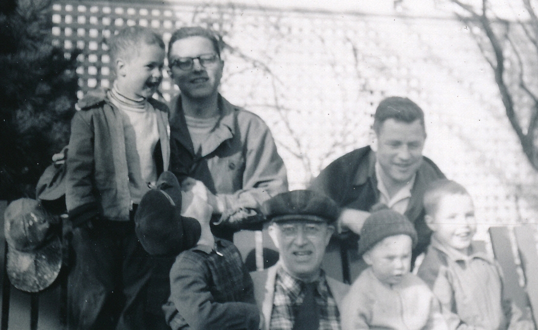 1954-04-25 11 (f) John, Ped, Carl & Pete Jr; (r) Dan, Pete Sr & Jack.jpg