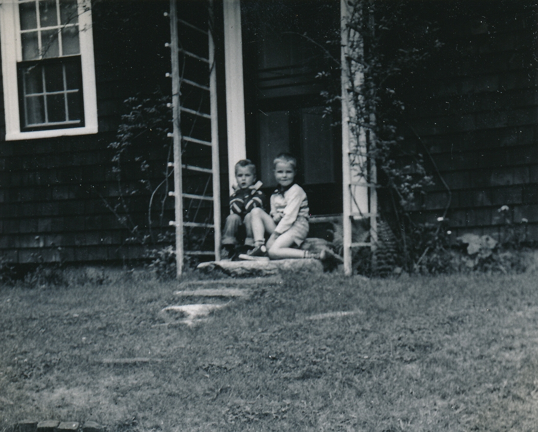 1954-06-28~ 6 Dan & Pete Jr, front step of house, Weare NH.jpg