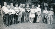1955-06-13 6 Pete Jr, Ron Stitt, Dan, Bob Connor, Carl Benedict, Kevin Clark, Steve Turbayne, Skipper Connor, Diane Murphy, Bob Baker, David Koldenborg, David Hoyt, Doug Hofer.jpg