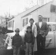 1956-01 7 Dan, Pete Jr, Diane & Pete with Geneth's car, Needham.jpg