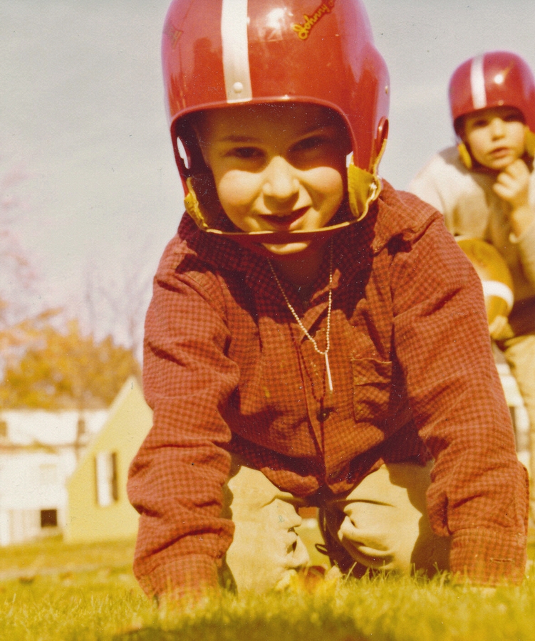 1956-10~ Dan & Pete Jr - New helmets.jpg