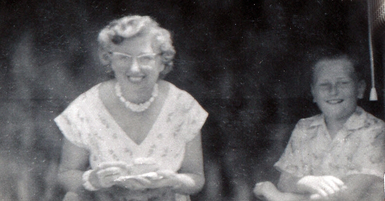 1957-06 2 Mrs Mitchell & David Koldenborg, 3rd grade, Harris School, Needham MA.jpg