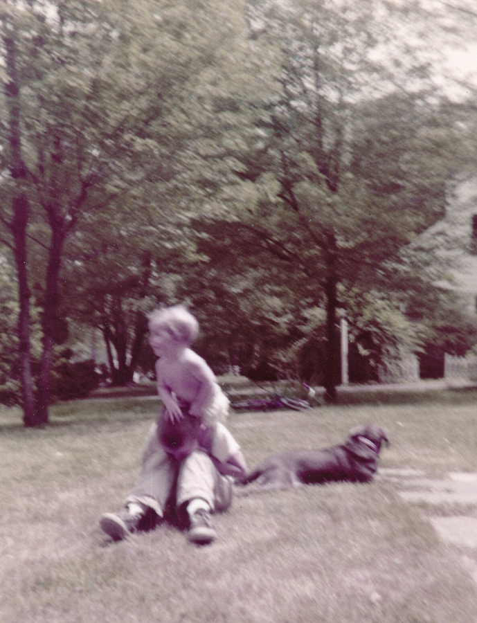 1958-08 Andrea on Dan, with Dusty.JPG