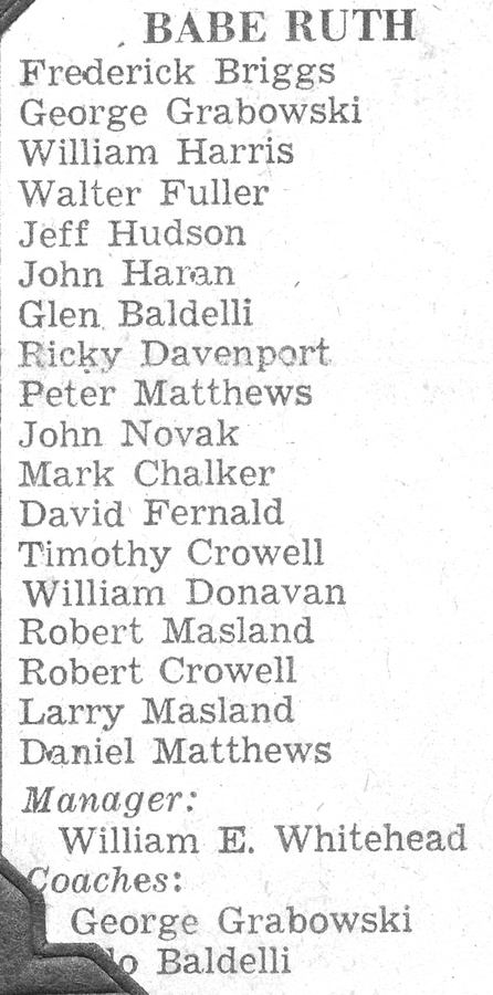 1960-05 Babe Ruth Team, AA East, Needham MA.jpg