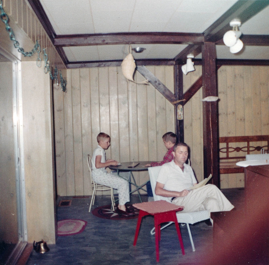1961-09-03~ 04 Pete Jr, Dan & Pete; pyjama time in playroom, Islesboro ME.jpg