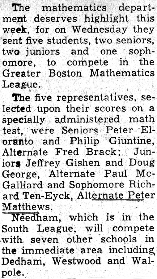 1963-11 Pete Jr is Math League alternate.jpg