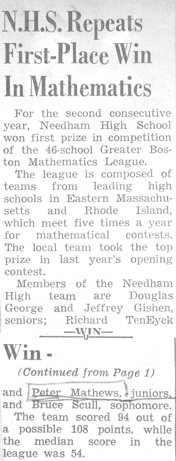 1964-11 1 With Pete Jr on board, Needham High School repeats as Greater Boston Math League champs.jpg