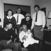 1952-04~ (f) Ted Wager, Hilliard & Bob Jr; (r) Mary Jane, Pete Sr, Til, Bob.jpg
