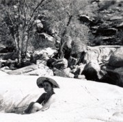1954-10-15 2 Til, stone tub, Sabino Canyon, Tucson AZ.jpg