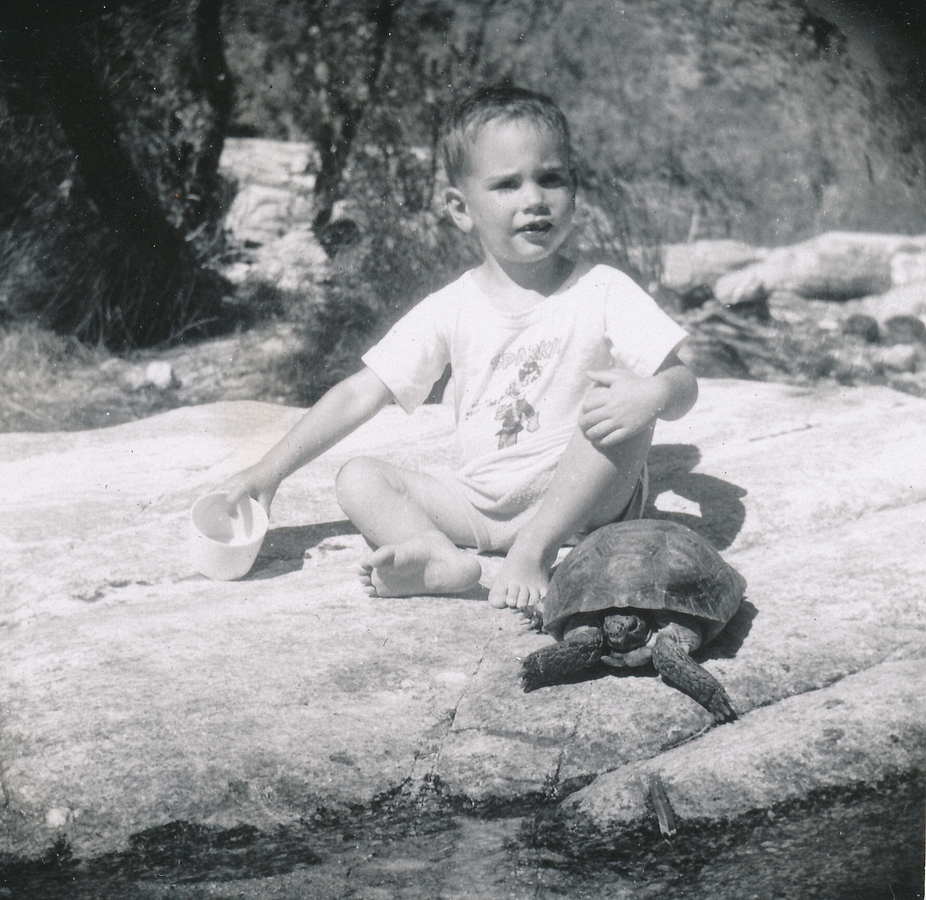 1954-11~ 4 Bob Jr & turtle, Tucson AZ.jpg