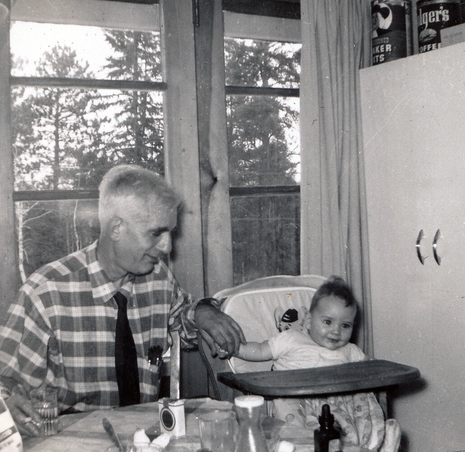 1956-08 1 Dad M & new grandson, Matt Wager; Ely MN.jpg