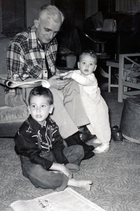 1957-04~ 2 Bob Jr, Hilliard & Matt, Hillie's last trip to Ely MN.jpg