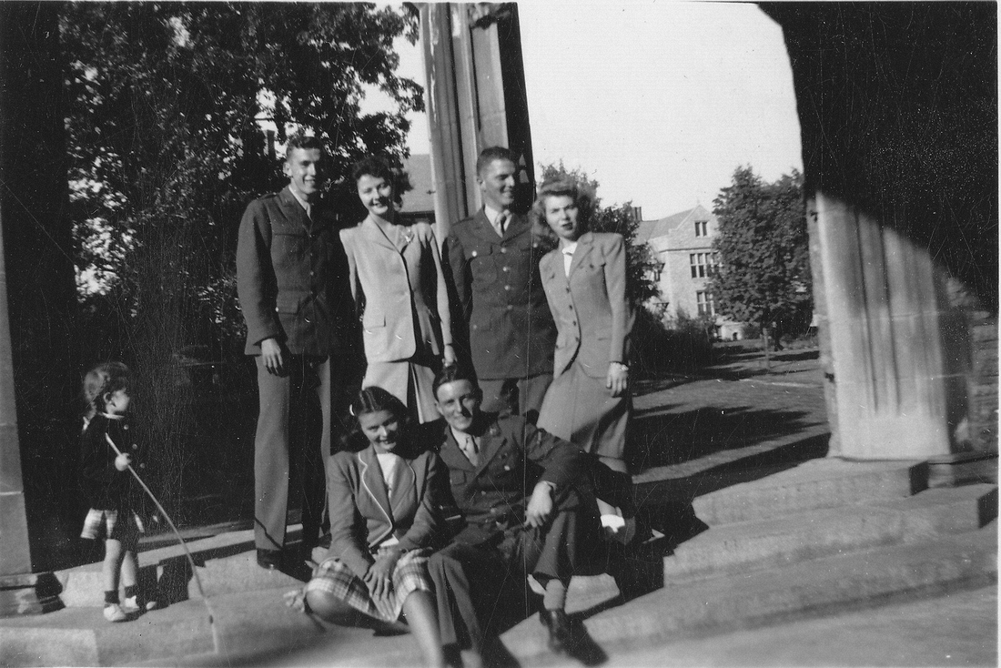 1944 1 Pete Matthews with Stroup & Tessman, likely OCS, Stevens College, Columbia MO.jpg