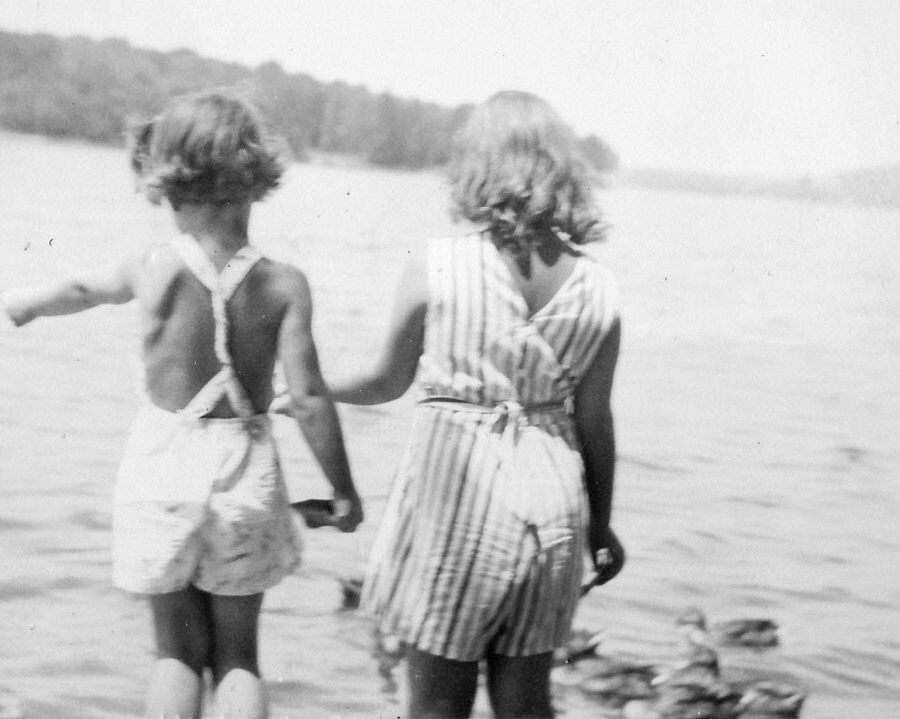 1940~ 2 Barbara & Jean Dennett, Bantam Lake CT.jpg