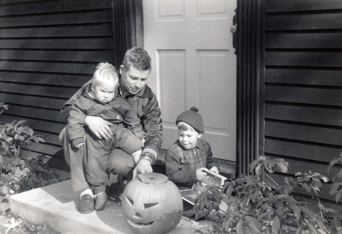 1953-11-01 2 Carl, Jack & John, new Perry home, Ridgewood Rd, Wilbraham MA.jpg
