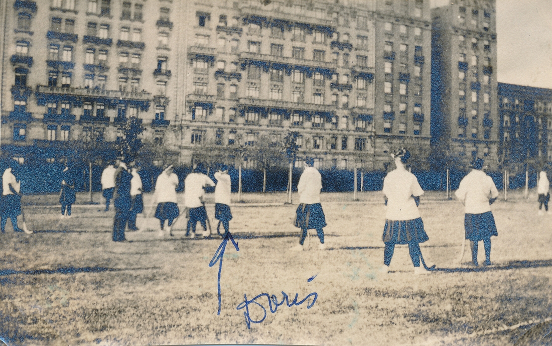 1916~ 12 Doris playing field hockey at Columbia Teachers College, NYC.jpg