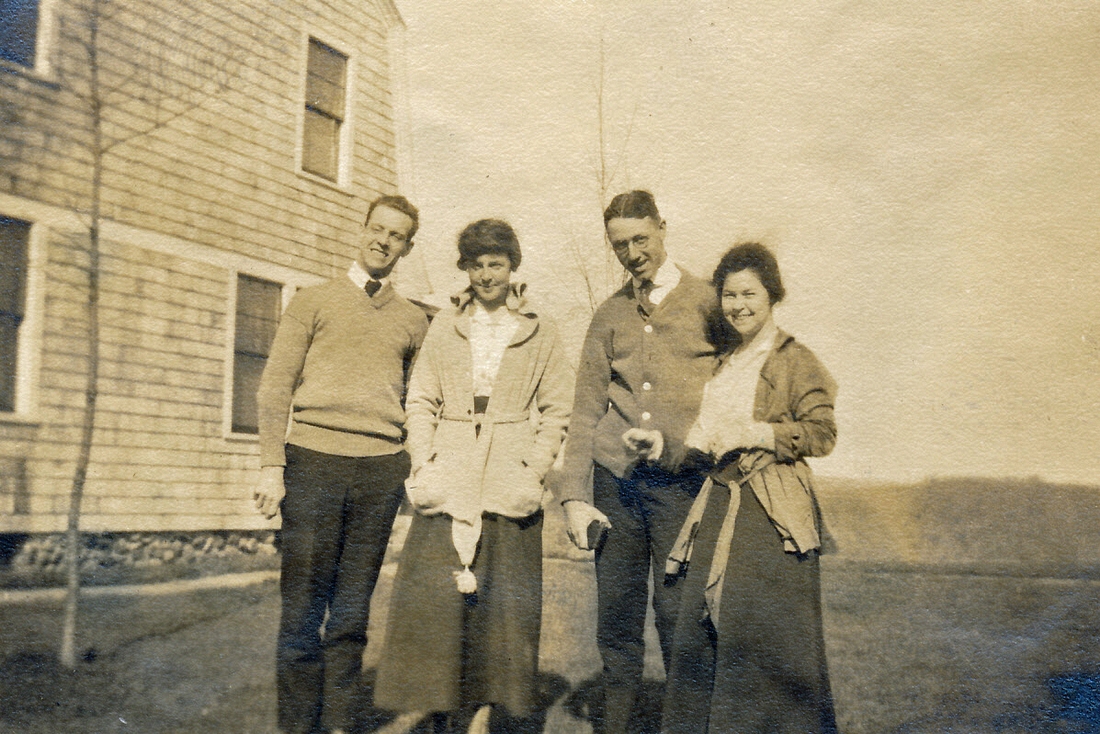 1917 02 Irving Baldwin, Bernice (Bunnie) Adams, Ped & Doris.jpg