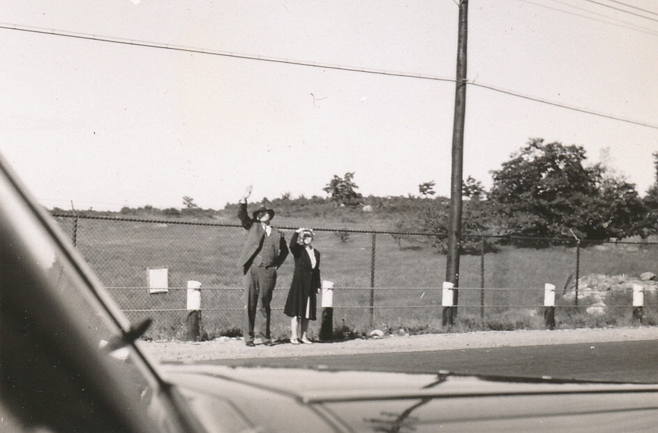 1943-10~ 1 HBP & Doris, Marauder overhead, quick trip to Manchester NH.jpg