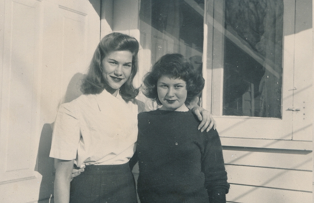 1944-04~ 3 Diane with new pin, Collegiate Sorosis, Ann Arbor MI.jpg