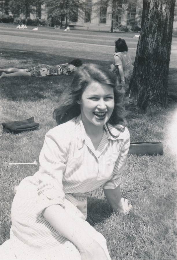 1945-07~ 1 Diane, lunch hour, MIT campus.jpg