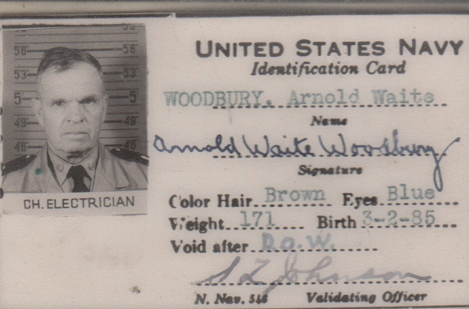 1942~ Arnold Waite Woodbury 1885-1969, Chief Electrician,  US Navy, WW II.jpg