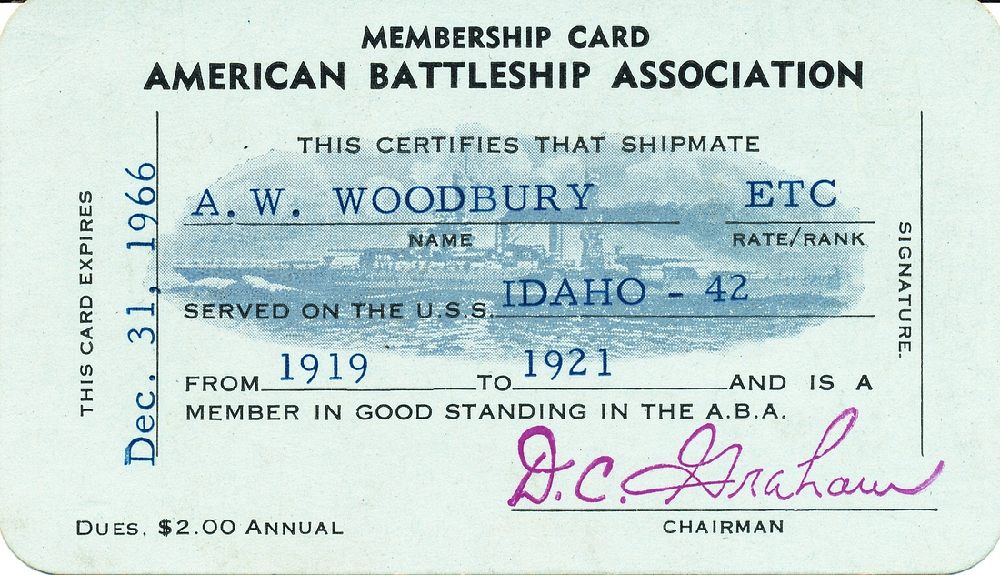 1966 Arnold W Woodbury served on battleship USS Idaho - 42 1919-1921.jpg