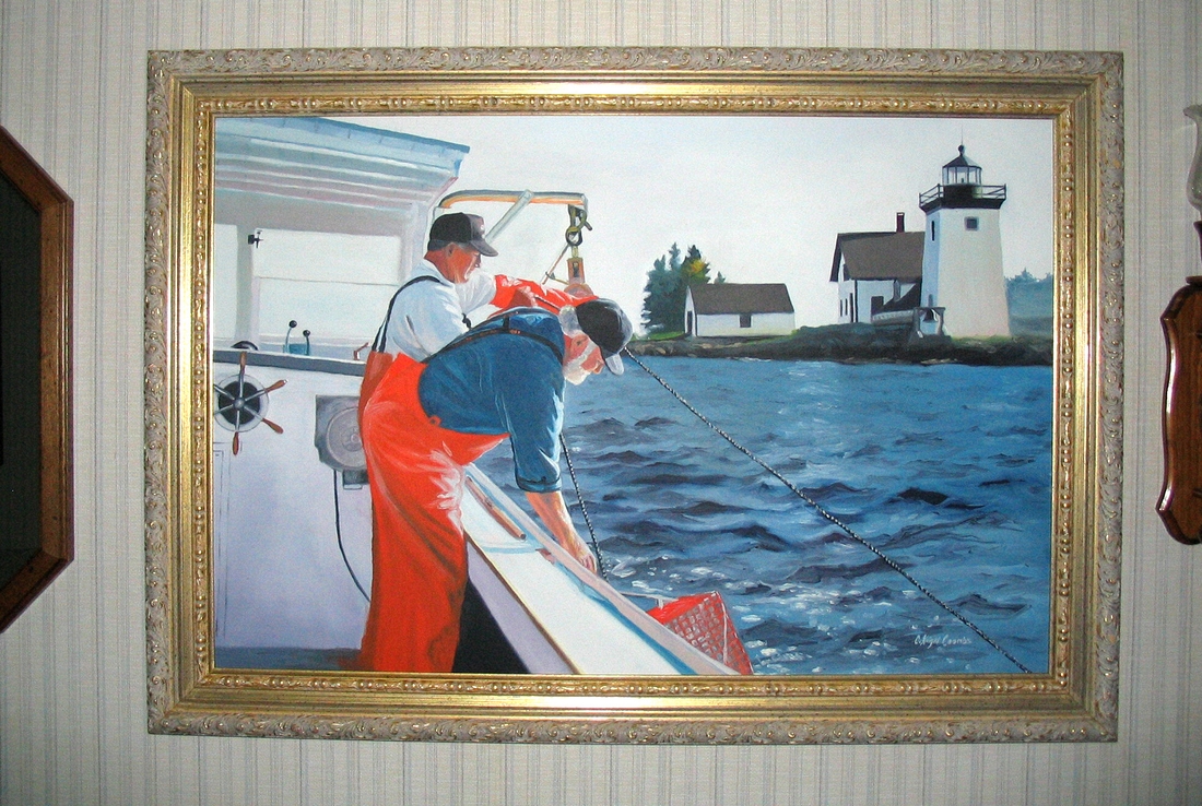 2004-09-10 2 C. Knight Coombs painting at home of Gilbert & Grace Leach, Islesboro.JPG