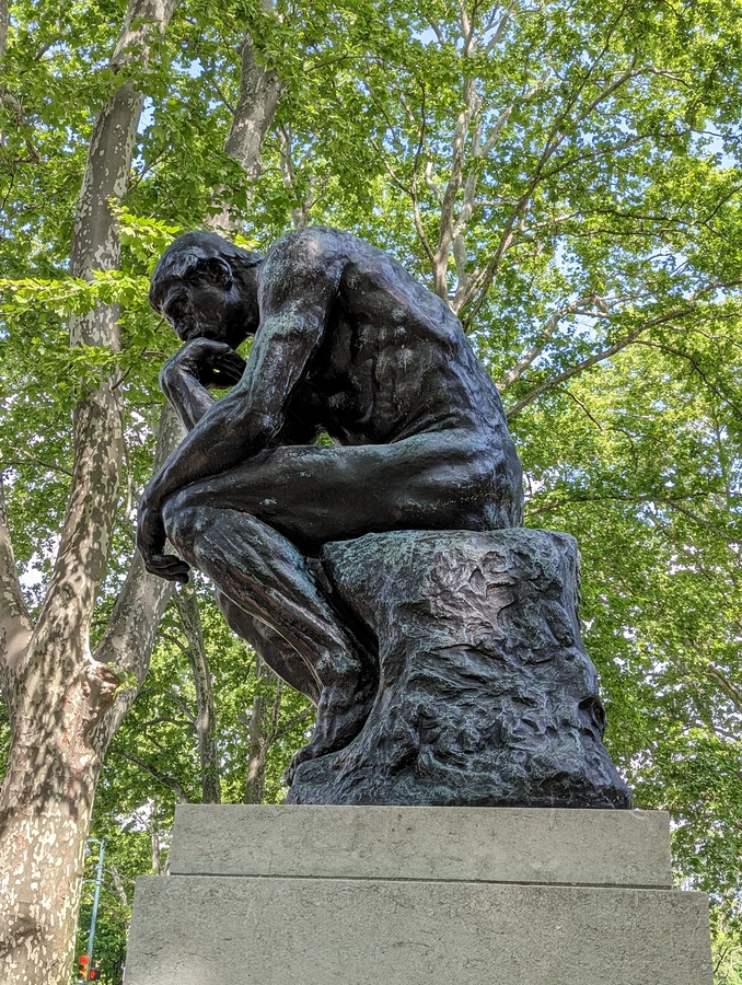 2023-05-08 002 The Thinker (clay 1880-81, enlarged 1902-04, bronze 1919); Rodin Museum, Philadelphia.jpg