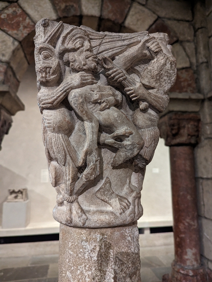 2023-05-08 108 Capital with Demons Punishing the Sins of Avarice and Blasphemy (~1175-1200); Philadelphia Museum of Art.jpg