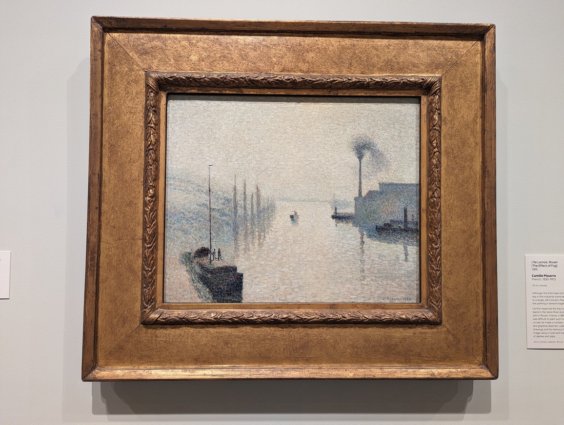 2023-05-08 245 L'ile Lacroix, Rouen, The Effect of Fog (1888), Camille Pissarro; Philadelphia Museum of Art.jpg