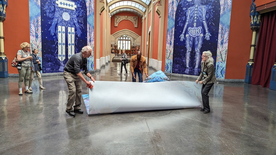 2023-05-09 362 We Emerge at the Sunset of Your Ideology (2022 wall & perhaps floor), Saya Woolfalk; PAFA, Philadelphia.jpg