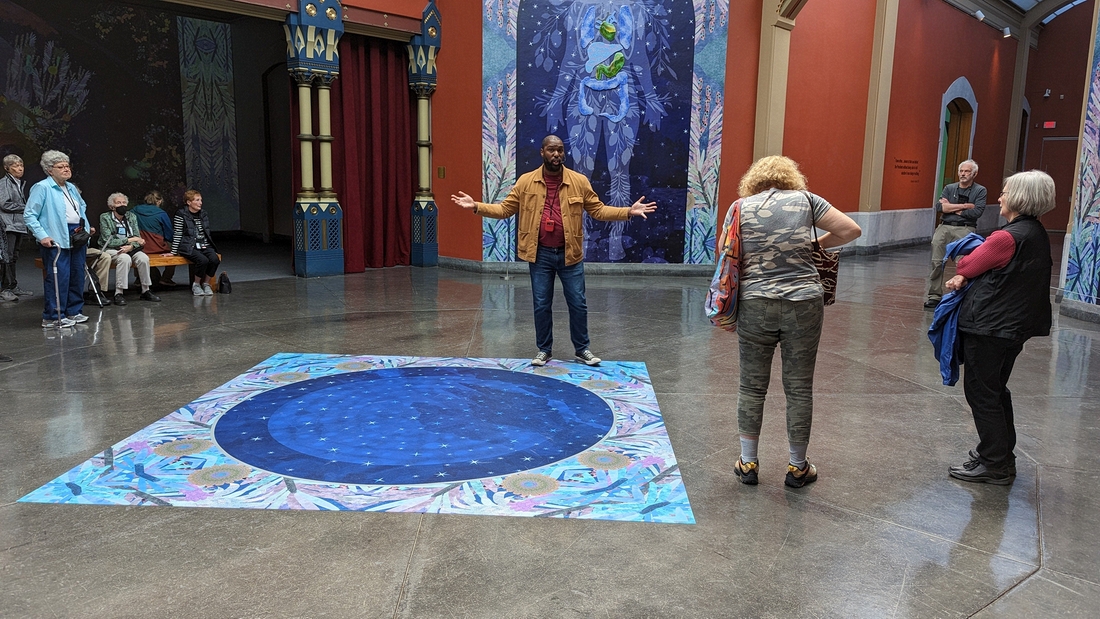 2023-05-09 367 We Emerge at the Sunset of Your Ideology (2022 wall & perhaps floor), Saya Woolfalk; PAFA, Philadelphia.jpg