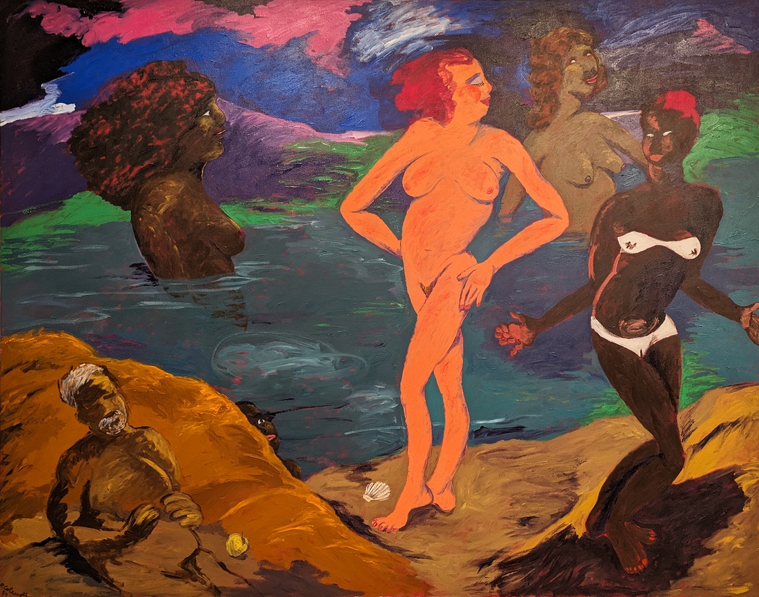 2023-05-11 g357 Big Bathers, Another Judgment (acrylic, 1984), Robert Colescott; Delaware Museum of Art.jpg