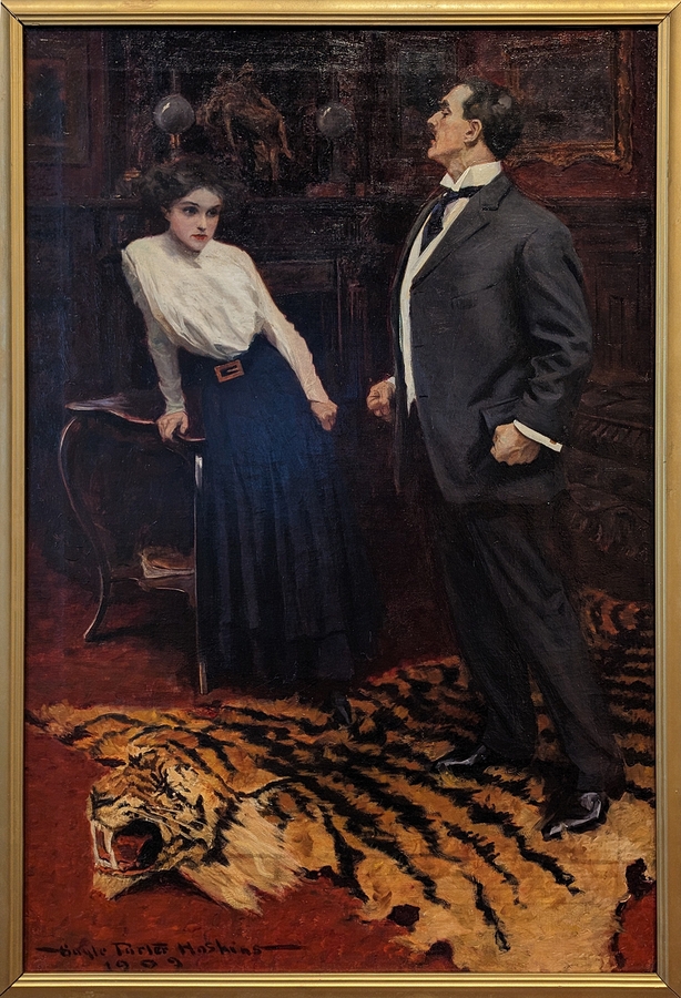 2023-05-11 i430 Facing each other at last, the girl white, shaking, her eyes aflame (oil on canvas, 1909), Gayle Porter Hoskins; Delaware Museum of Art.jpg