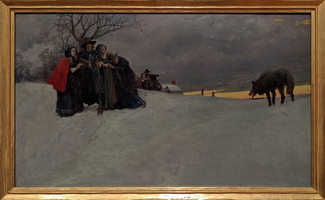 2023-05-11 i461 A Wolf Had Not Been Seen in Salem for Thirty Years (oil on canvas, 1909), Howard Pyle; Delaware Museum of Art.jpg